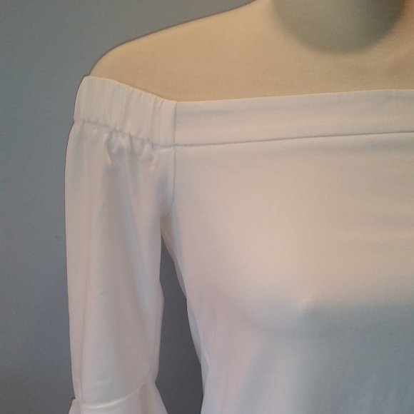 Misguided Bardot white ruffle sleeve shift dress NWT - Picture 3 of 7